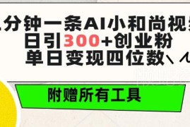 AI生成小和尚视频引流创业粉教程 附全套免费工具及变现方法