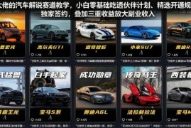 零基础汽车解说赛道运营教学 掌握平台规则解锁三重副业收益