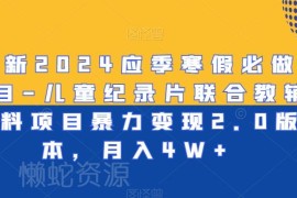2024寒假儿童纪录片联合教辅资料变现项目实操教程