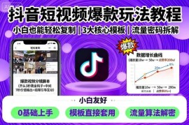 抖音各垂类短视频爆款玩法教程 新手小白可直接复制实操