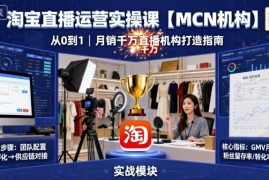 MCN机构淘宝直播运营实操课 从0到1打造月销千万直播机构