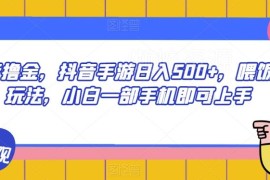 抖音手游撸金喂饭级玩法 小白仅用一部手机即可操作日入500+