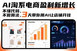 淘系中小卖家无代码学AI运营 3天掌握店铺盈利增长实操技巧