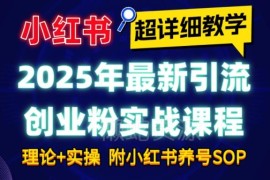 2025最新小红书引流创业粉实战课程 附养号SOP小白轻松上手