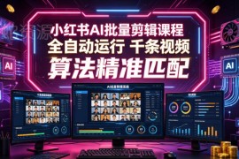 小红书AI批量剪辑课程 全自动千条视频处理适配算法提升运营效率