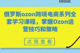 俄罗斯Ozon跨境电商全套学习教程 掌握全流程运营实操技巧