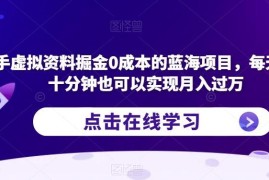 快手零成本虚拟资料蓝海项目玩法 每天操作10分钟可月入过万