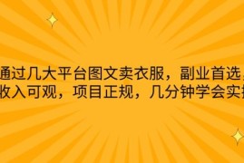 小红书抖音快手图文卖女装副业 正规易上手几分钟即可学会