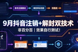 2024年9月抖音账号注销+解封双项实操技术 效果需自行测试