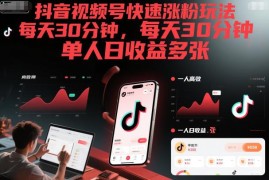 2025抖音视频号AI快速涨粉玩法 每日30分钟可多渠道获收益