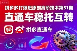 拼多多打爆班高阶技术第51期 直通车稳托互转实操教程