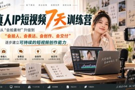 真人IP短视频7天实操训练营 系统提升全链路创作交付能力