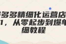 拼多多店铺0-1精细化运营教程 新手从起步到爆单实操指南